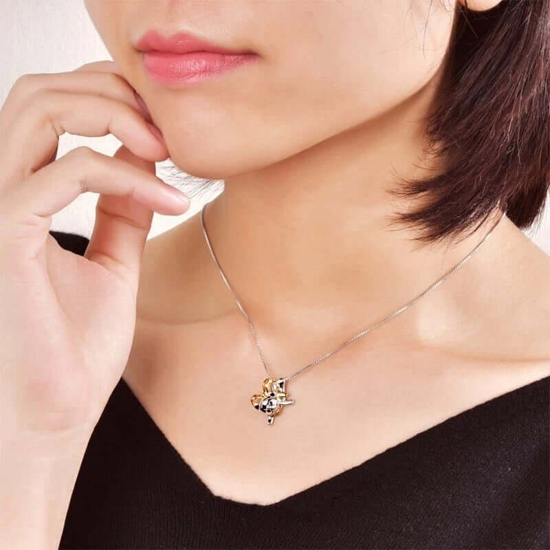 The Flying Bear Silver and Gold Necklace - The Sparkle Place