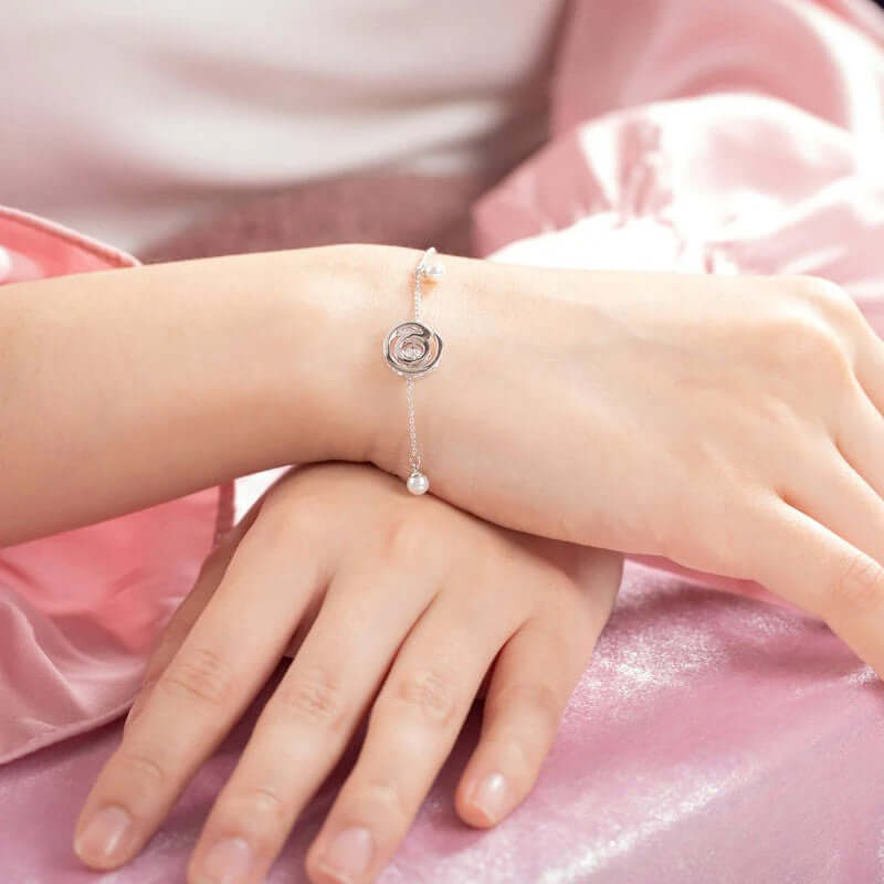 Dancing Moissanite Diamond '@' solid silver Bracelet - The Sparkle Place