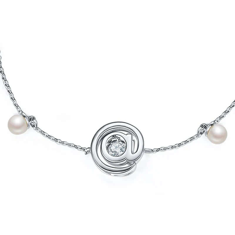 Dancing Moissanite Diamond '@' solid silver Bracelet - The Sparkle Place