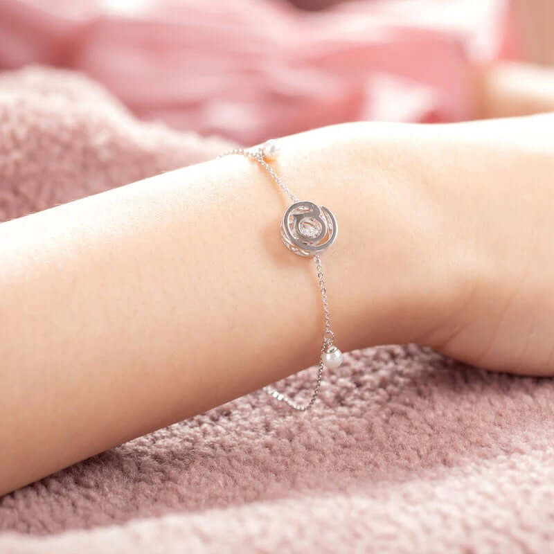 Dancing Moissanite Diamond '@' solid silver Bracelet - The Sparkle Place