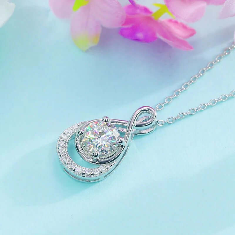 Moissanite Diamond Infinity Necklace Solid 925 Sterling Silver - The Sparkle Place