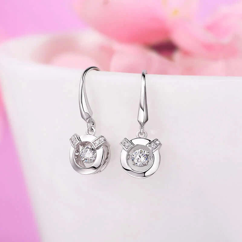 Whimsical Dancing Stone Dangle Earrings in Solid Silver