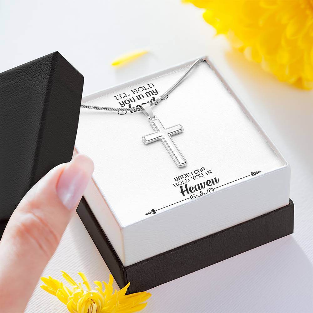 Artisan Crafted Cross Necklace 14K White Gold Finish - The Sparkle Place