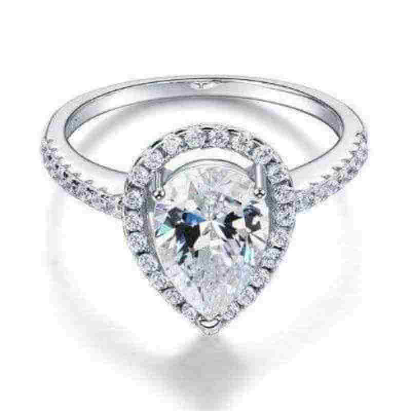 2ct Pear Cut Sterling Silver Ring - The Sparkle Place