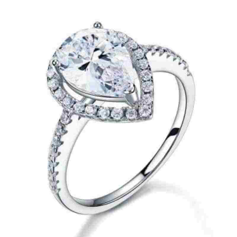 2ct Pear Cut Sterling Silver Ring - The Sparkle Place