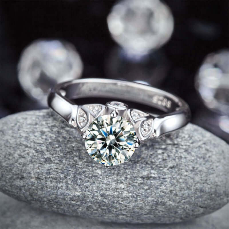 Flower 925 Solid Sterling Silver Wedding Promise Anniversary Ring - The Sparkle Place