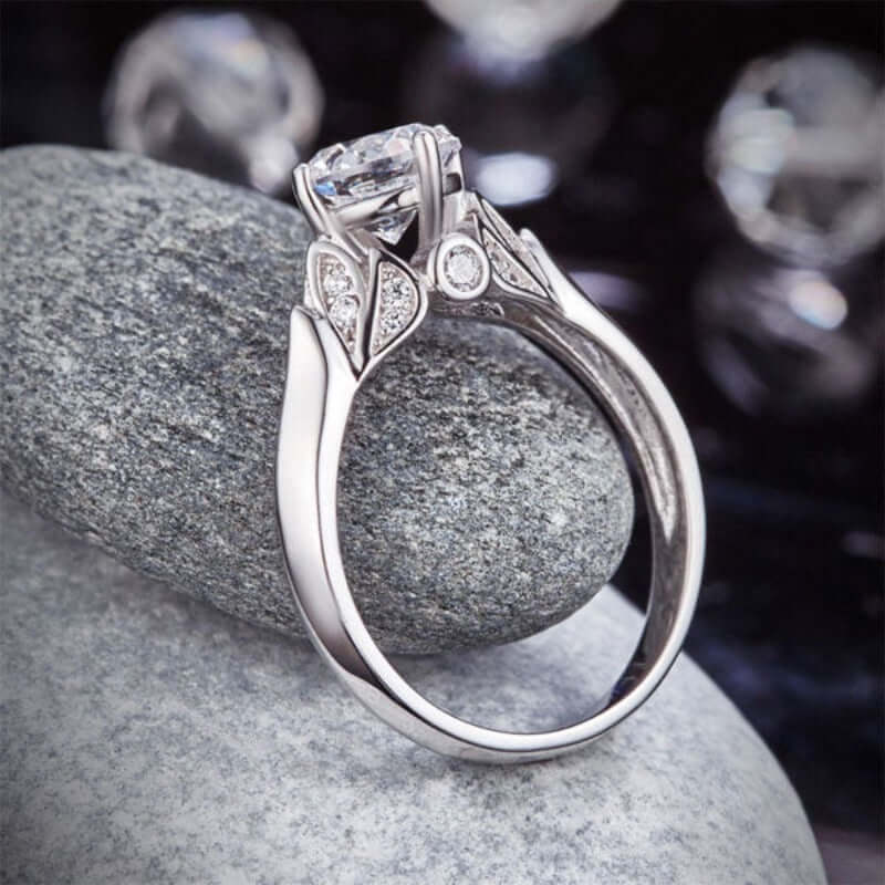 Flower 925 Solid Sterling Silver Wedding Promise Anniversary Ring - The Sparkle Place