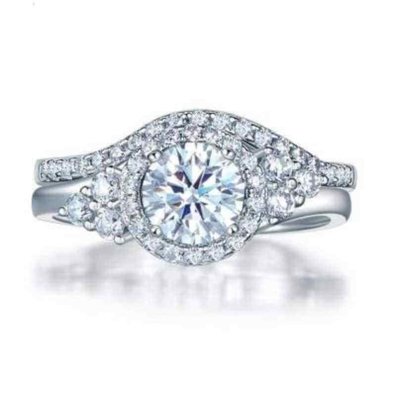Art Deco 925 Solid Silver Two Ring Set - The Sparkle Place