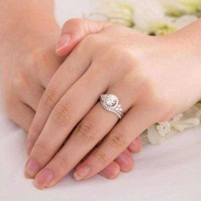 Art Deco 925 Solid Silver Two Ring Set - The Sparkle Place