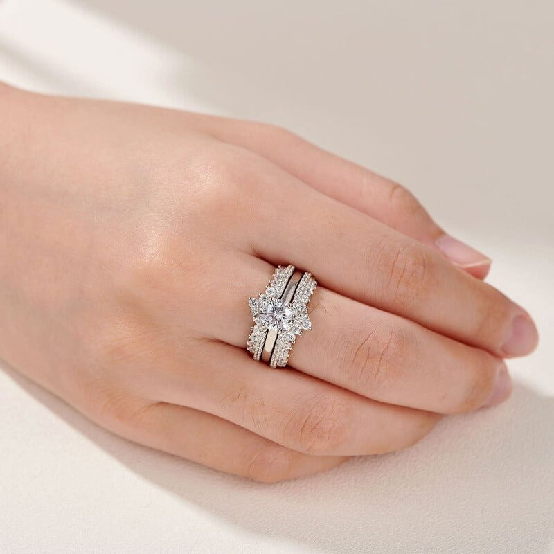 Art Deco Solid 925 Sterling Silver Wedding Ring Set - The Sparkle Place
