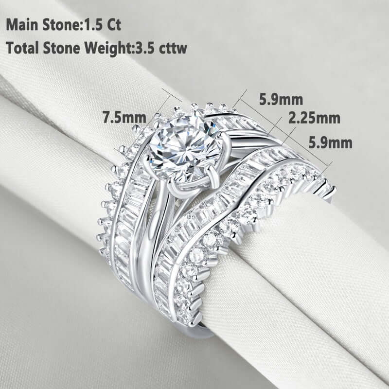 Art Deco Solid 925 Sterling Silver Wedding Ring Set - The Sparkle Place