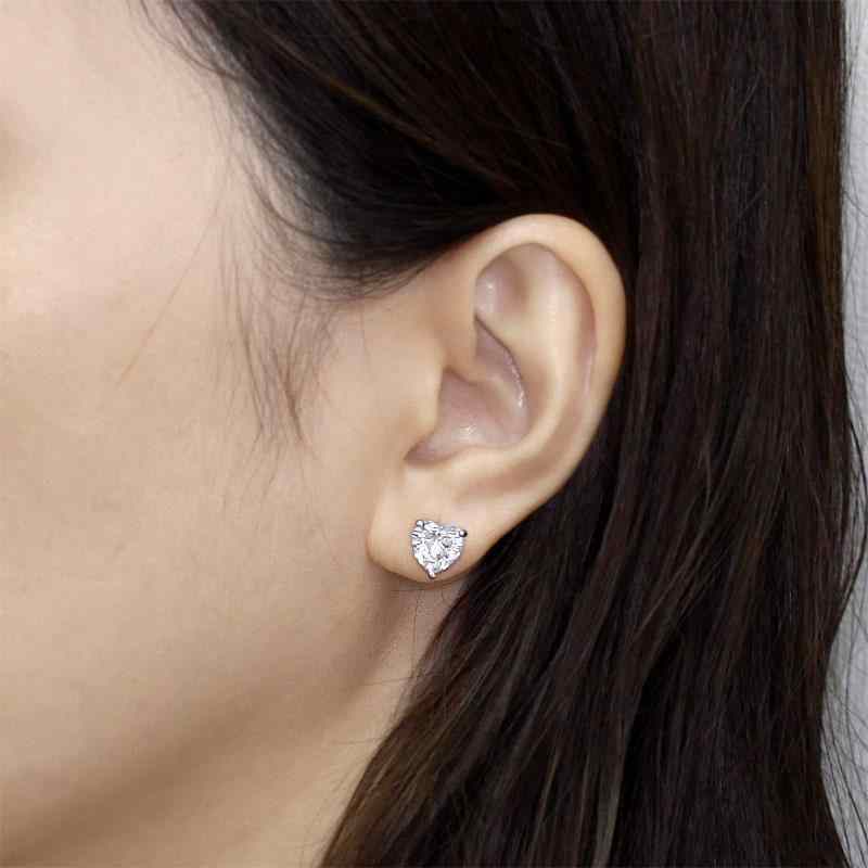 Big Bling Heart Earrings Solid 925 Sterling Silver - The Sparkle Place