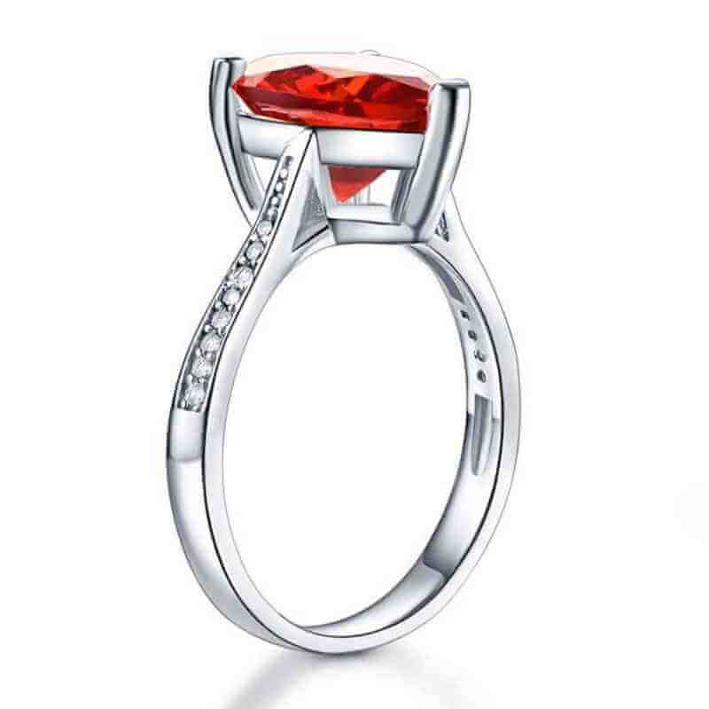 Big Bling Heart Ruby Red Ring Solid 925 Sterling Silver - The Sparkle Place