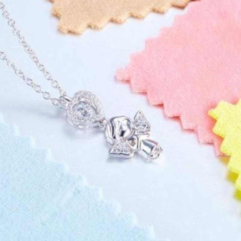 Child Angel Dancing Stone Necklace Solid 925 Sterling Silver - The Sparkle Place