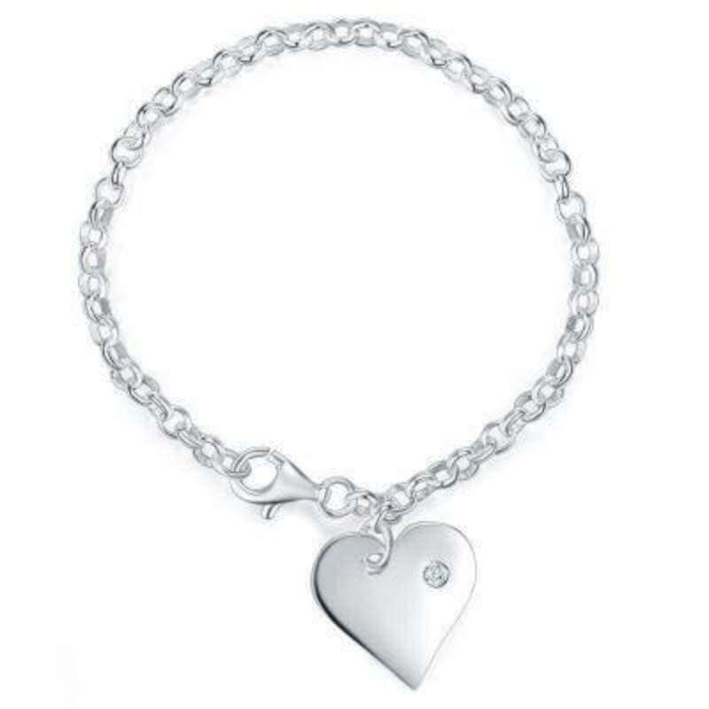 Children Dangle Heart Solid 925 Sterling Silver Bracelet - The Sparkle Place