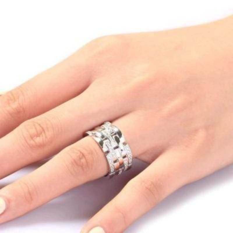Created Diamond Weave Solid 925 Sterling Ring - The Sparkle Place