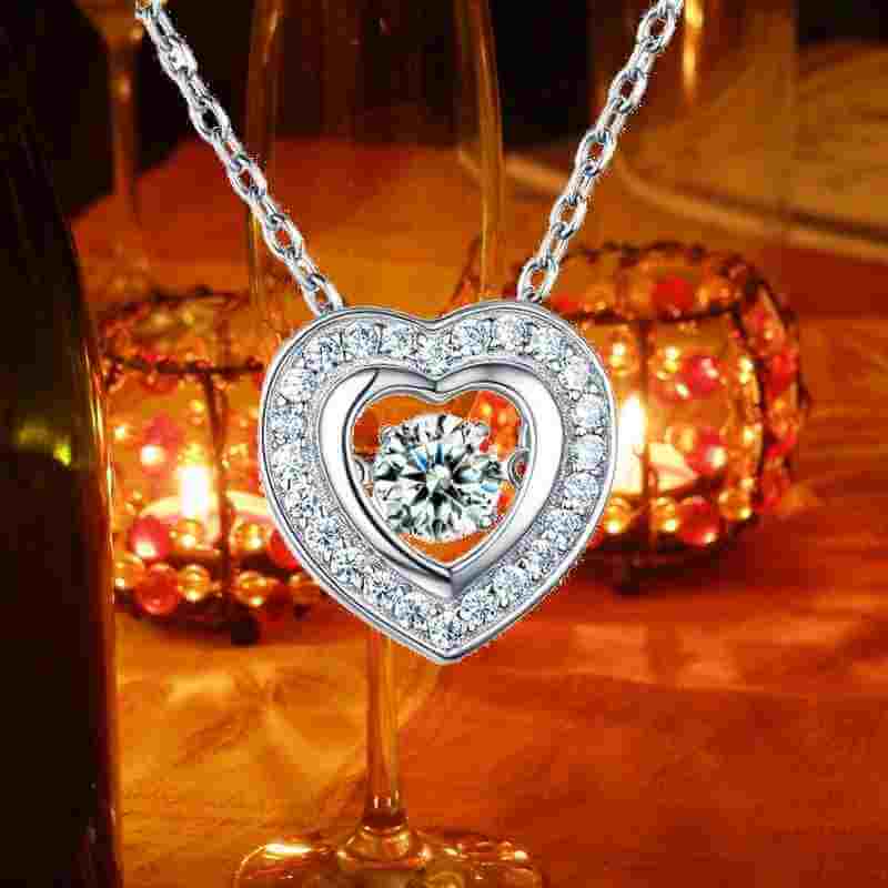 Dancing Stone Heart Solid Silver Necklace - The Sparkle Place