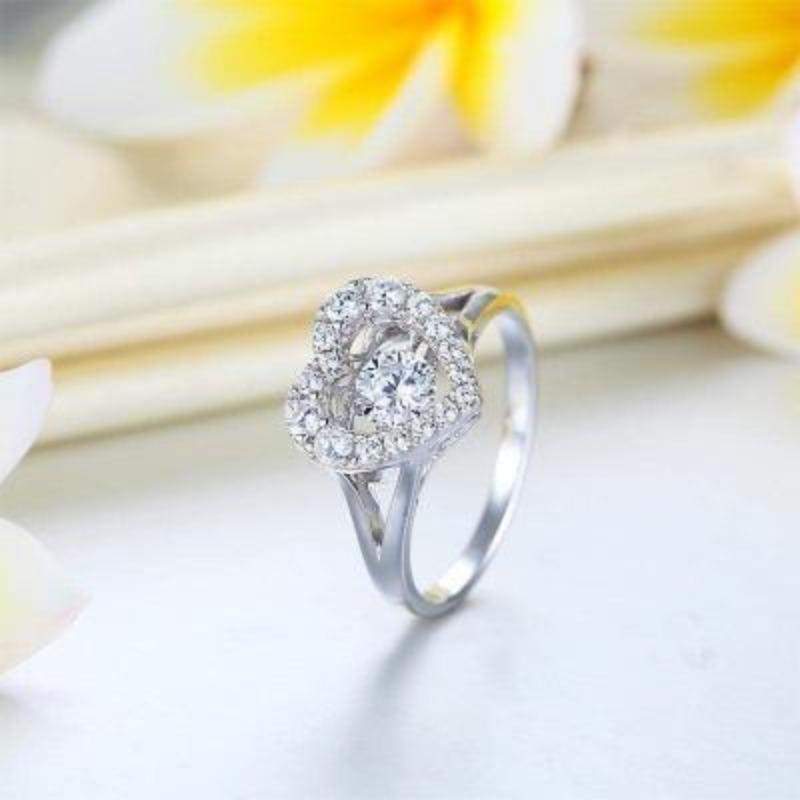 Dancing Stone Heart Solid Silver Ring - The Sparkle Place