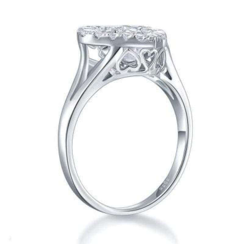 Dancing Stone Heart Solid Silver Ring - The Sparkle Place