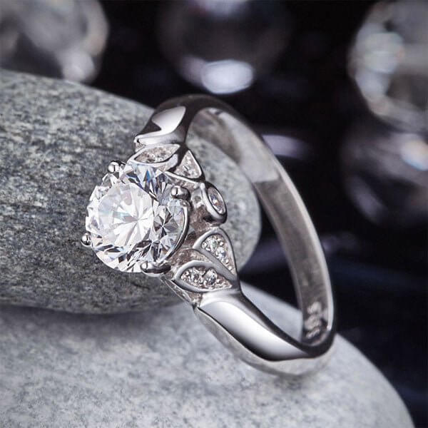 Flower 925 Solid Sterling Silver Wedding Promise Anniversary Ring - The Sparkle Place
