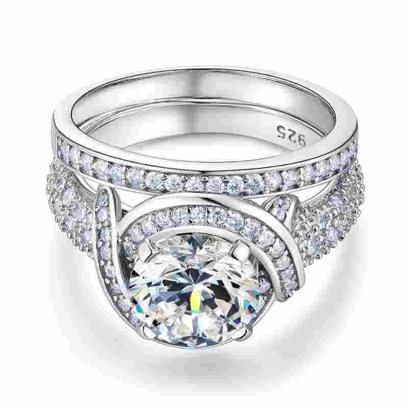 Luxury Vintage 2-in-1 925 Silver Ring Set - The Sparkle Place