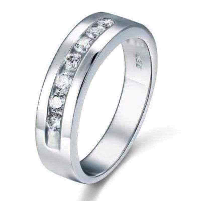Men Wedding Band Solid 925 Sterling Silver Ring - The Sparkle Place