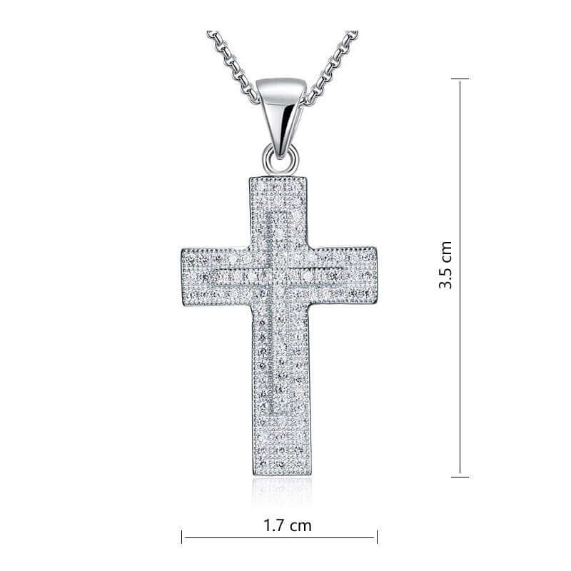 Micro Setting Cross Necklace in Solid Sterling Silver - The Sparkle Place