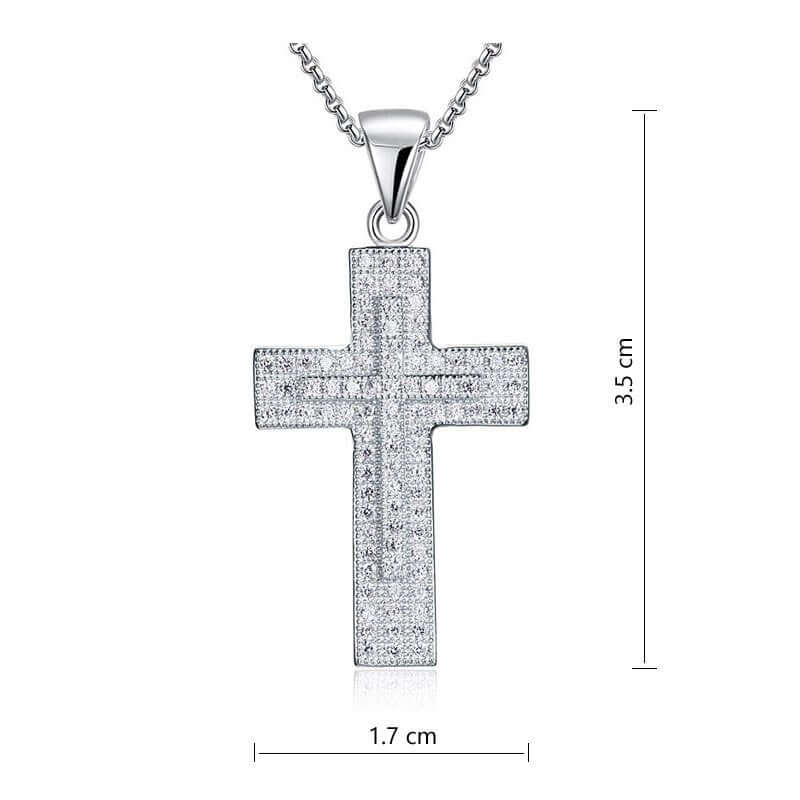 Micro Setting Cross Necklace in Solid 925 Sterling Silver - The Sparkle Place