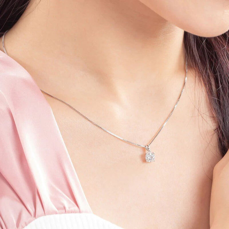 Moissanite Diamond Clavicle Necklace Solid 925 Sterling Silver - The Sparkle Place