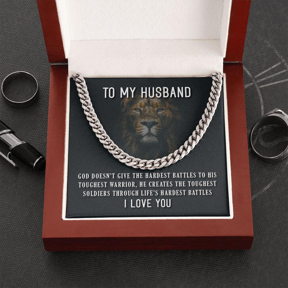 My Husband - Classic Cuban Link Chain Necklace, Strength and Style Combined - The Sparkle Place