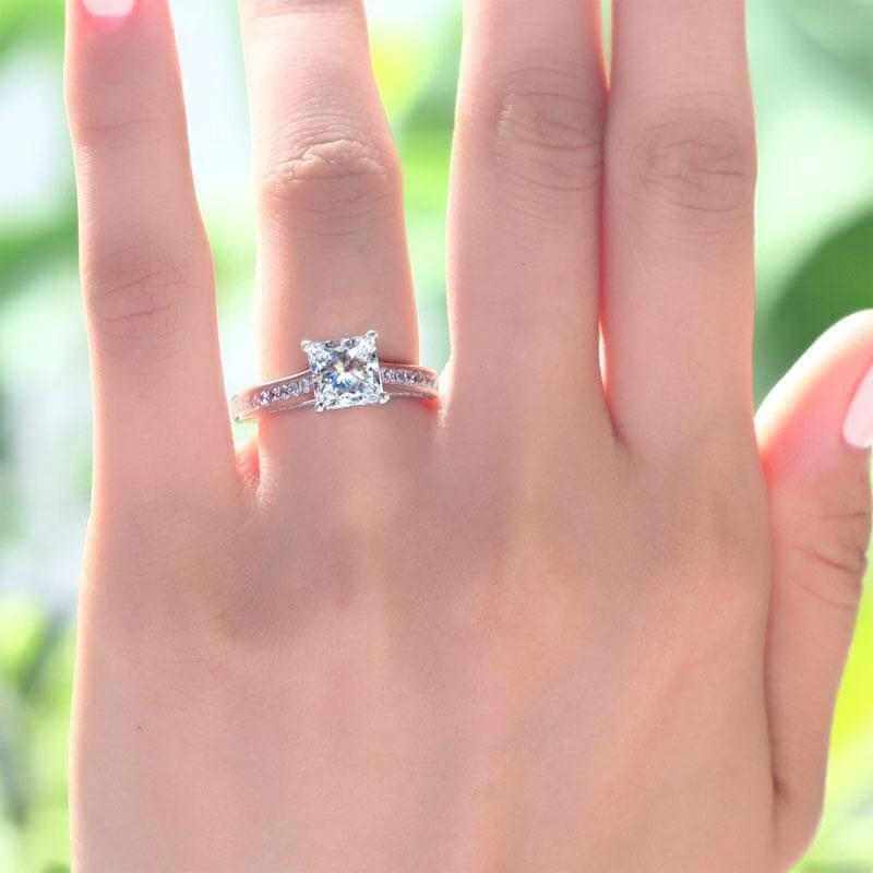 Princess Cut 1.5ct Diamond Solid 925 Silver Ring - The Sparkle Place