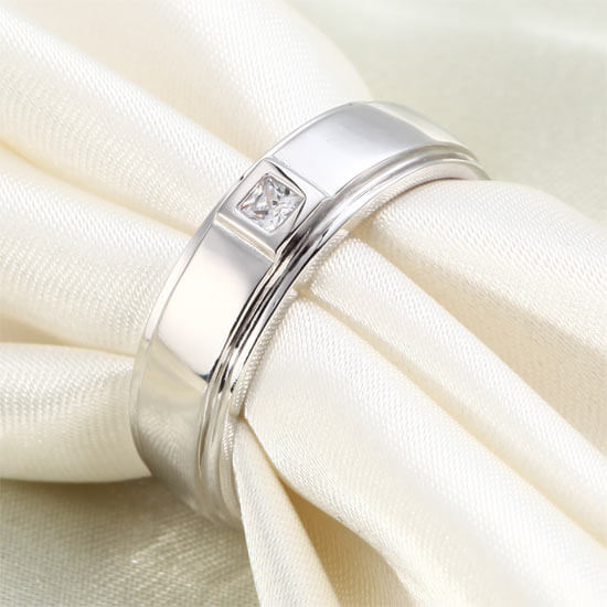 Princess-Cut Men Solid 925 Sterling Silver - The Sparkle Place