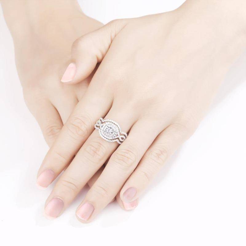 Solid 925 Sterling Silver Wedding 3 Ring Set - The Sparkle Place