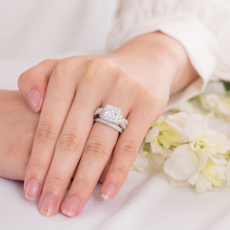 Vintage Style Princess Silver Ring Set - The Sparkle Place