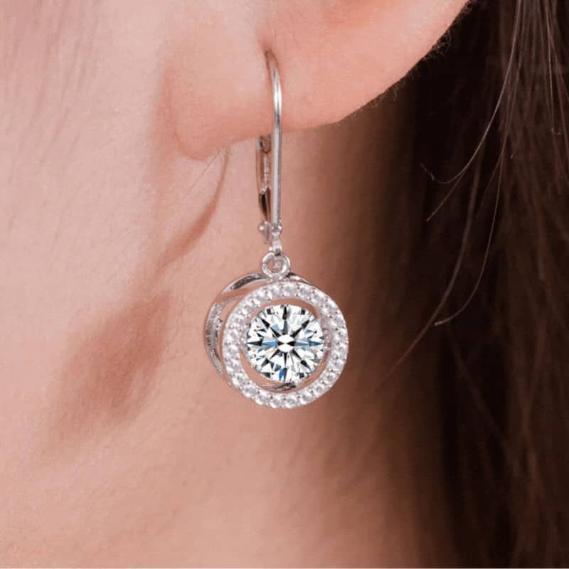 Dancing Stone Dangle Solid 925 Silver Earrings - The Sparkle Place