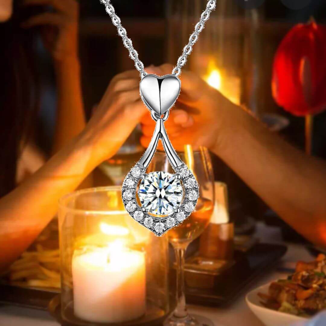 Dancing Moissanite Diamond Tear Drop Necklace - The Sparkle Place