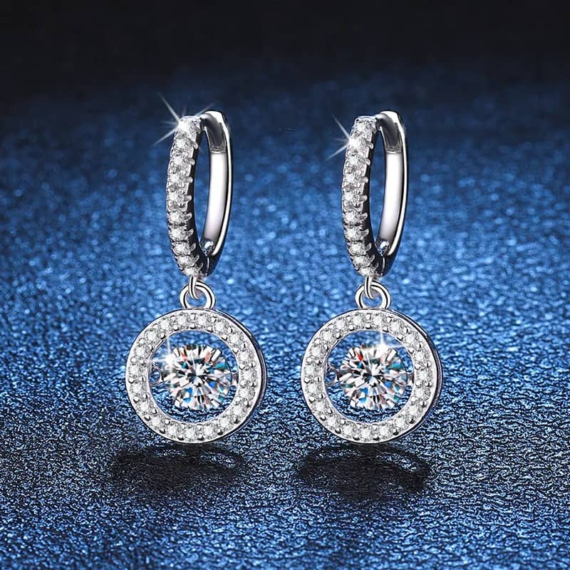 Dancing Moissanite 1-Carat Diamond Dangle Earrings - The Sparkle Place