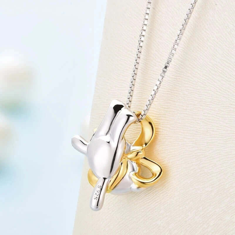 The Flying Bear Silver and Gold Necklace - The Sparkle Place