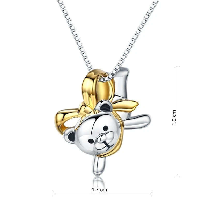 The Flying Bear Silver and Gold Necklace - The Sparkle Place