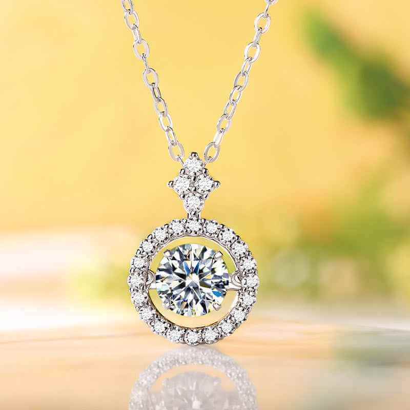 Dancing Moissanite Diamond Circle of Love Necklace - The Sparkle Place