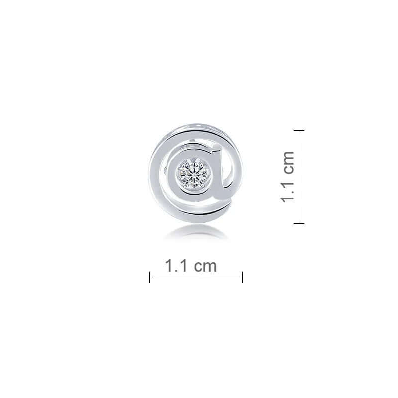 Dancing Moissanite Diamond '@' solid silver stud earrings - The Sparkle Place