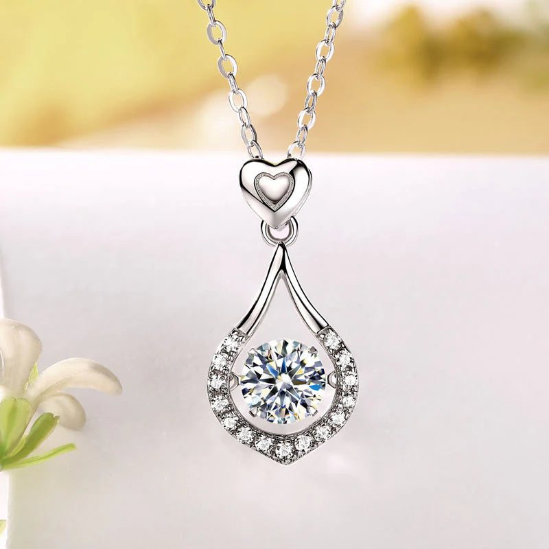 Dancing Moissanite Diamond Tear Drop Necklace