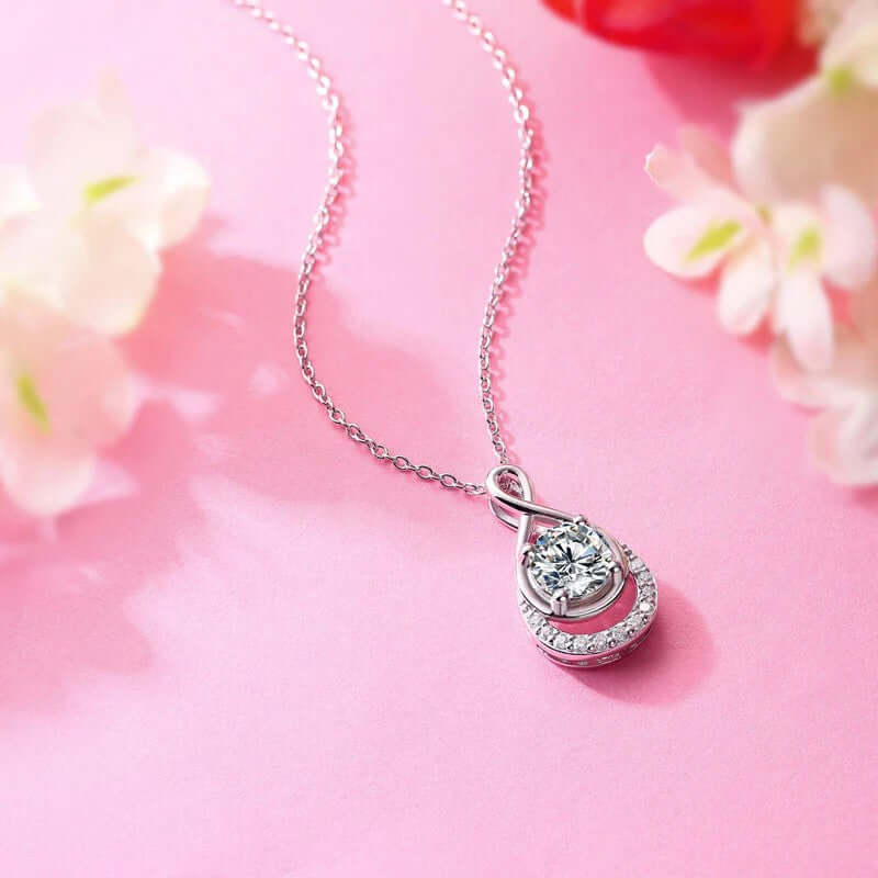 Moissanite Diamond Infinity Necklace Solid 925 Sterling Silver - The Sparkle Place