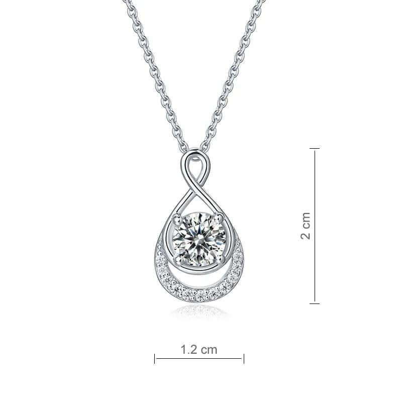 Moissanite Diamond Infinity Necklace Solid 925 Sterling Silver