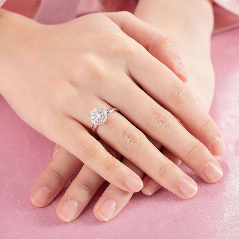 1.5 Carat Moissanite Halo Ring, 925 Solid Sterling Silver - The Sparkle Place