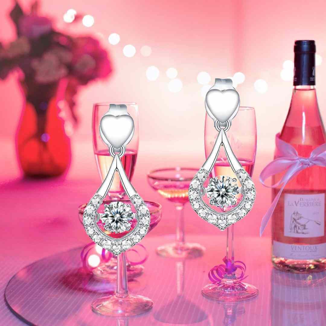 Dancing Stone Tear Drop Earrings in solid 925 Sterling Silver - The Sparkle Place