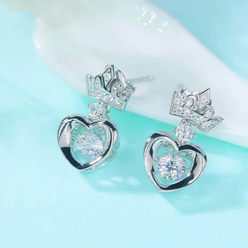 Sparkling Dancing Stone Crown Earrings - The Sparkle Place