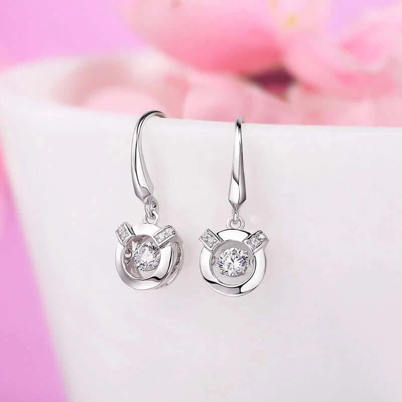 Whimsical Dancing Stone Dangle Earrings in Solid Silver - The Sparkle Place