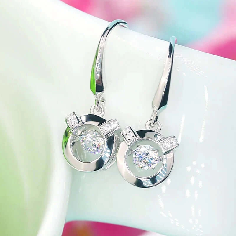 Whimsical Dancing Stone Dangle Earrings in Solid Silver - The Sparkle Place