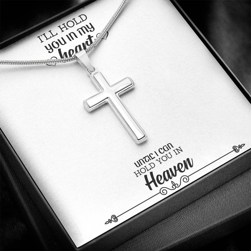 Artisan Crafted Cross Necklace 14K White Gold Finish